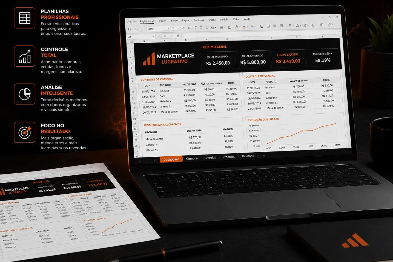 Planilha profissional do Marketplace Lucrativo